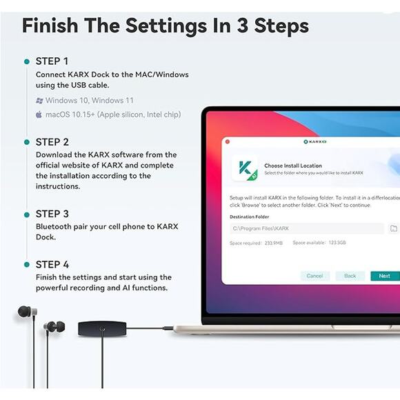 AI Voice Recorder, USB Audio Recording Device with Bluetooth for Phone Call - Picture 2 of 9